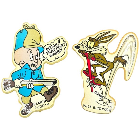Warner Bros. Other - Vtg Warner Bros Elmer Fudd & Wile E. Coyote Magnets Refrigerator Looney Tunes 3"